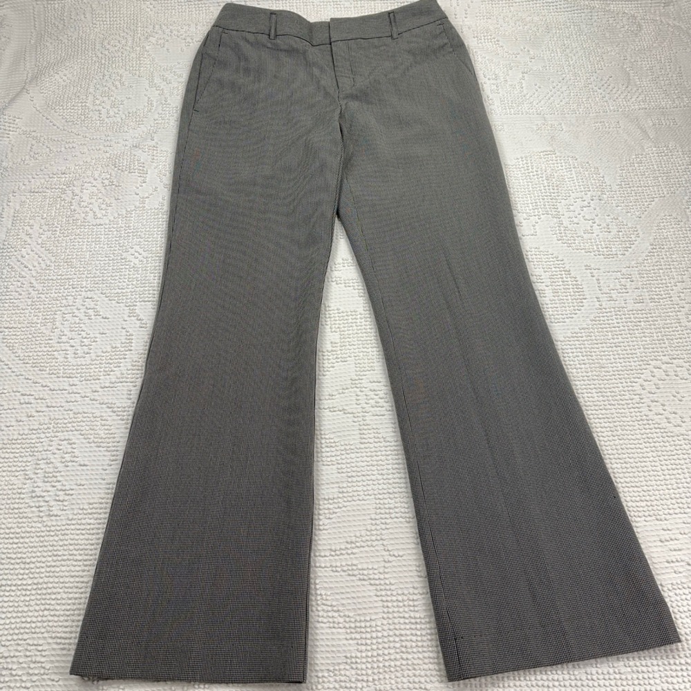 Covington Essentials Grey Micro Check Flare Dress Pants Size 6 Stretch Work